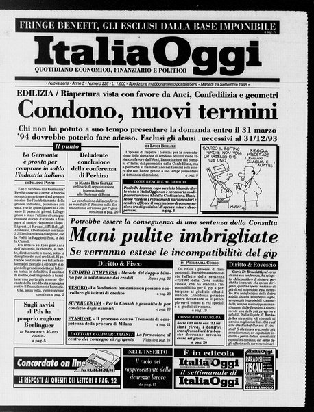 Italia oggi : quotidiano di economia finanza e politica